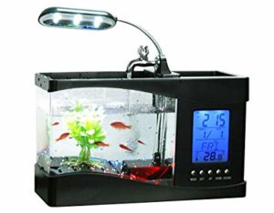 Docooler USB Desktop Mini Fish small fry Tank Aquarium with LED Clock